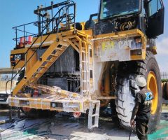 Cleaning Yellow Machinery for Export