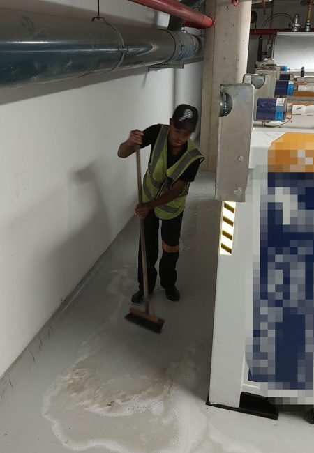 Cleaning Diesel Spill in Generator Room